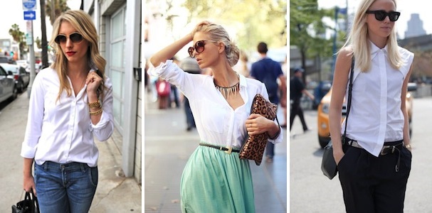 Crisp white button down blouses