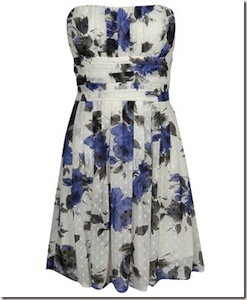 Floral print strapless dress