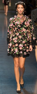 Dolce & Gabbana Spring Ready to Wear 2014 with a knockout combo of lace, sheer dress, and a bustier underneath