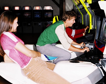 Teenagers Playing on Video Game Simulations