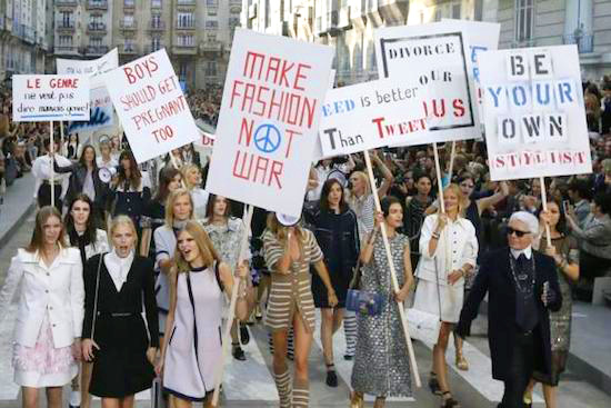 The feminist protest that took place after the Chanel Paris Fashion Week 2014 runway show both inspired and sparked controversy.