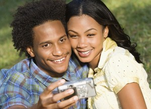 Couple taking photos.