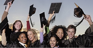 Graduates Lifting Mortarboards