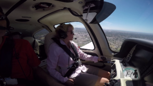 Lea Woodford flying a Cirrus SR22 at Elite Flight Training in Scottsdale