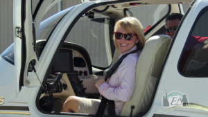 Lea Woodford with Chuck Lapmardo in a Cirrus SR22 at Elite Flight Training in Scottsdale