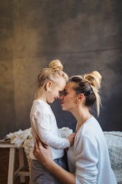 Mother and daughter enjoying together